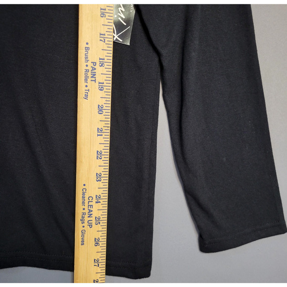 Kim Rogers Shirt Womens XL Black Long Sleeve Poinsettia Embroidered Christmas - Picture 9 of 12